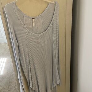 Free People Light Gray Long Sleeve Top